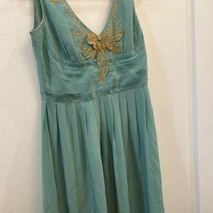 Anthropologie Silk Appliqué Dress